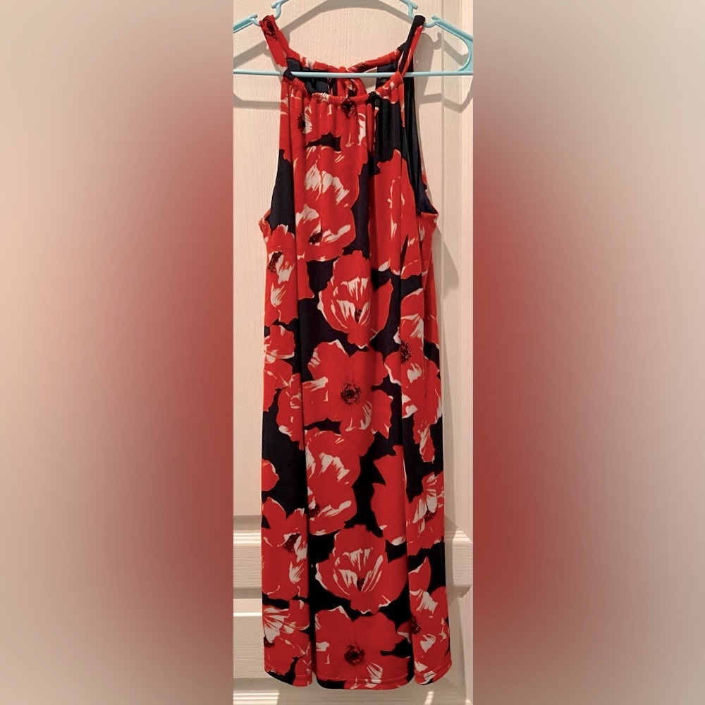 Trina by Trina Turk Floral Back Bow Sleeveless Halter Mini Dress